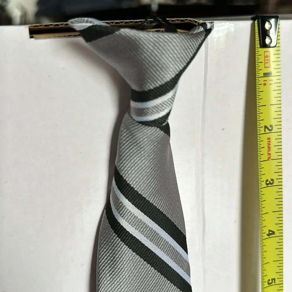 Clip on tie, dark, gray, and black